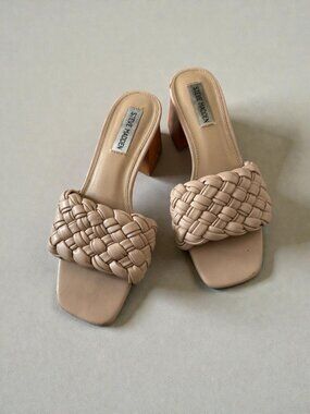 STEVE MADDEN Beige Braided Sandals Heels 7.5